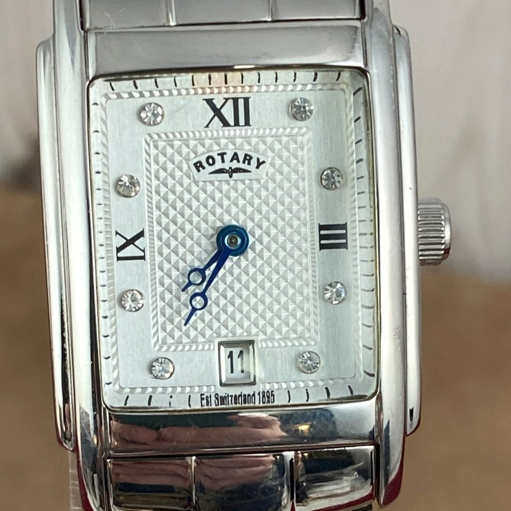 Stunning Rotary Unisex Watch Swarowski Crystals 7.75 inch Bracelet